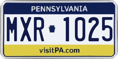 PA license plate MXR1025