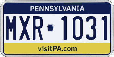 PA license plate MXR1031