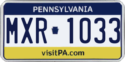 PA license plate MXR1033