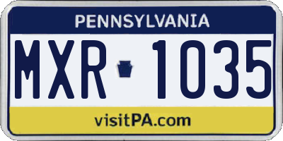 PA license plate MXR1035