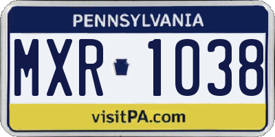 PA license plate MXR1038