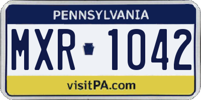 PA license plate MXR1042