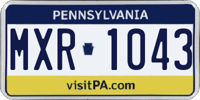 PA license plate MXR1043