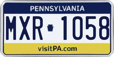 PA license plate MXR1058
