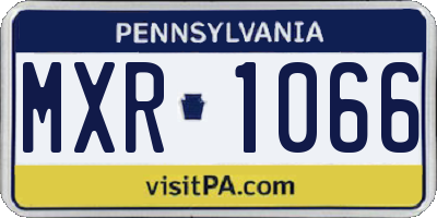 PA license plate MXR1066