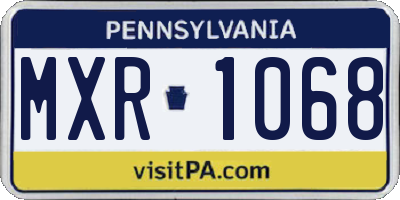 PA license plate MXR1068