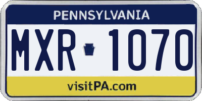 PA license plate MXR1070