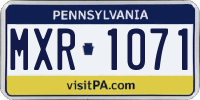 PA license plate MXR1071