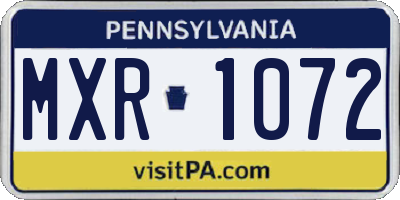PA license plate MXR1072