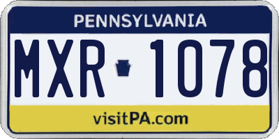PA license plate MXR1078