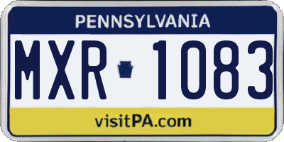PA license plate MXR1083