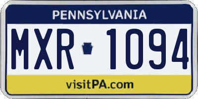 PA license plate MXR1094