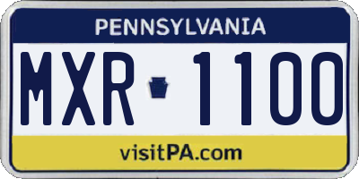 PA license plate MXR1100