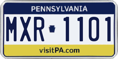 PA license plate MXR1101
