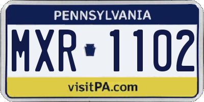 PA license plate MXR1102