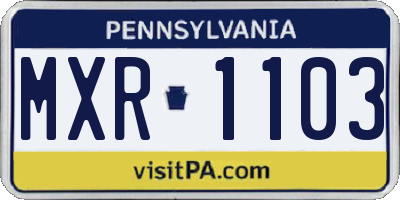 PA license plate MXR1103