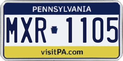 PA license plate MXR1105