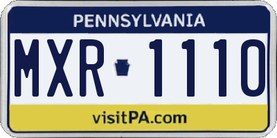 PA license plate MXR1110