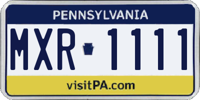 PA license plate MXR1111