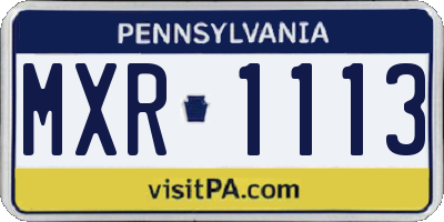 PA license plate MXR1113
