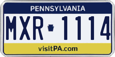 PA license plate MXR1114