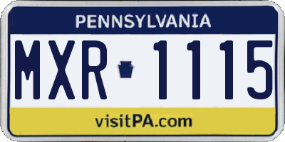 PA license plate MXR1115