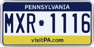PA license plate MXR1116