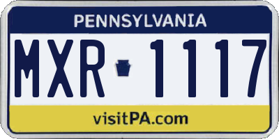 PA license plate MXR1117