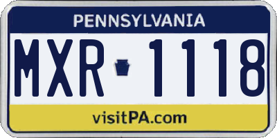 PA license plate MXR1118