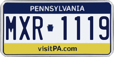 PA license plate MXR1119