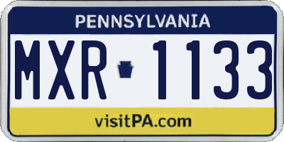 PA license plate MXR1133