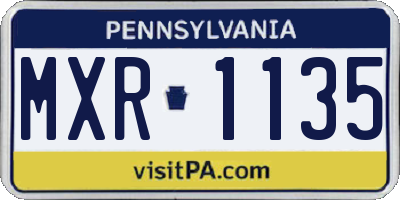 PA license plate MXR1135