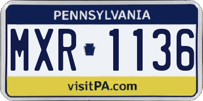 PA license plate MXR1136