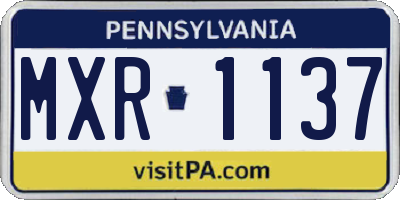 PA license plate MXR1137