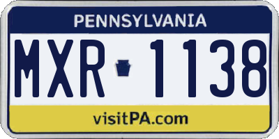 PA license plate MXR1138