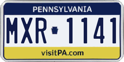 PA license plate MXR1141
