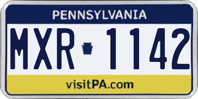 PA license plate MXR1142