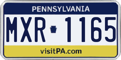 PA license plate MXR1165