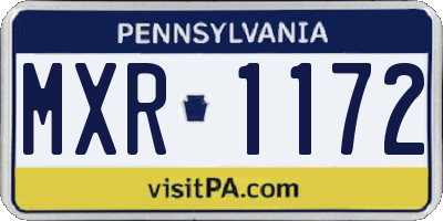 PA license plate MXR1172