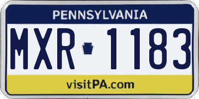 PA license plate MXR1183