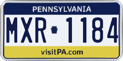 PA license plate MXR1184