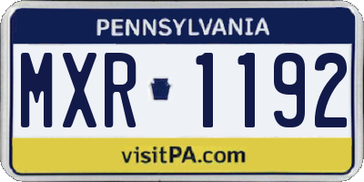 PA license plate MXR1192