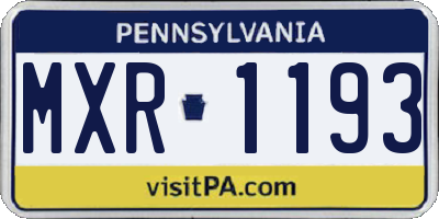 PA license plate MXR1193
