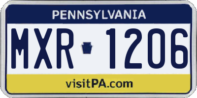 PA license plate MXR1206