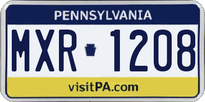 PA license plate MXR1208