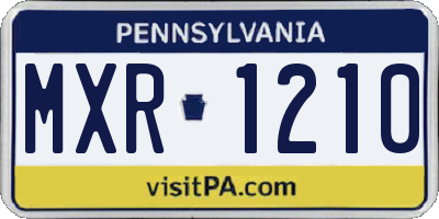 PA license plate MXR1210