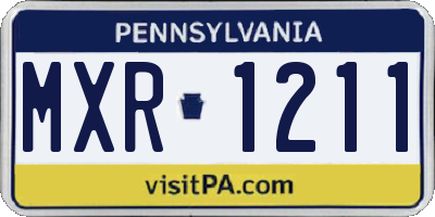 PA license plate MXR1211