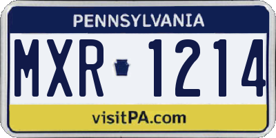 PA license plate MXR1214