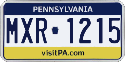 PA license plate MXR1215