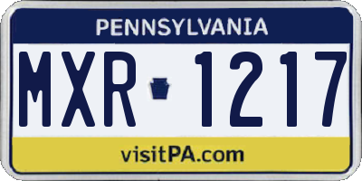 PA license plate MXR1217